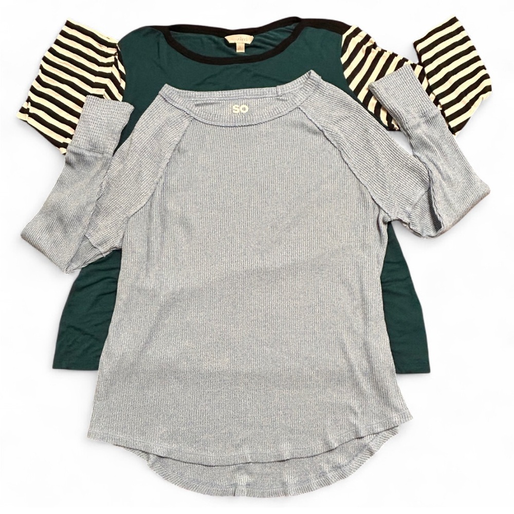 CHARMING CHARLIE & SO Long Sleeve Tops Green & Light Blue Long Sleeve Shirts L